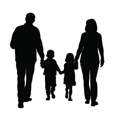 Çocuklu aile, siluet
