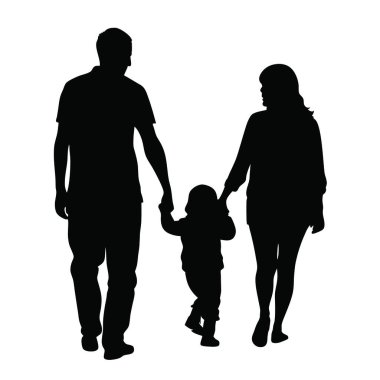 Beyaz arkaplanda aile silueti.