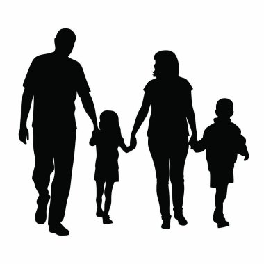 Aile beyaz zemin üzerine siluet vektör.