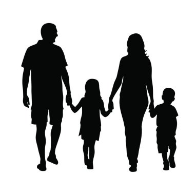 Çocuklu aile. Silüet. vektör.
