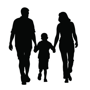 Beyaz arkaplan ile ailenin vektör silueti.