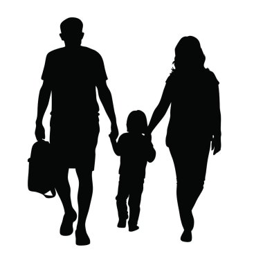 Beyaz arka planda ailenin vektör silueti. 10 saniye.
