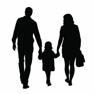 Elleriyle yürüyen aile silueti. vektör