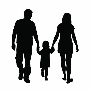 Beyaz arka plan üzerinde aile siluet.