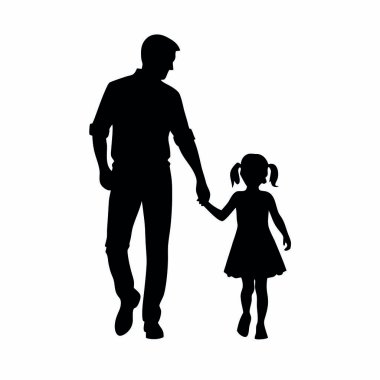 Baba ve kızı beyaz arka planda.