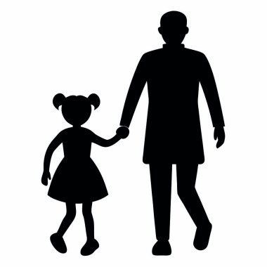 Beyaz arka planda çocuğu olan bir ailenin silueti..