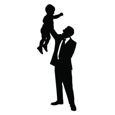 Oyuncak bir vektörü olan siluet baba ve oğul
