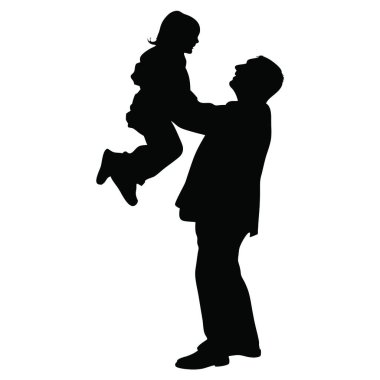 Vektör silueti. Kızlarının ailesi.