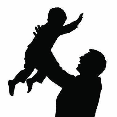 Oğlu siluetli baba.