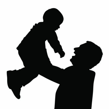 Baba ve oğul siluet.