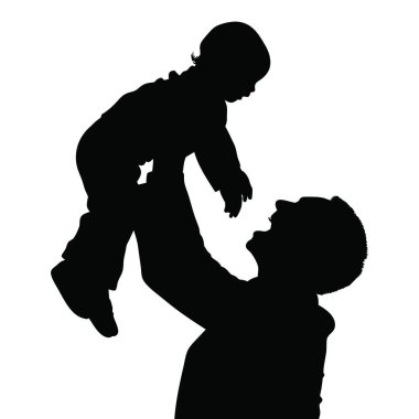 Baba bebek beyaz zemin üzerine siluet vektör.
