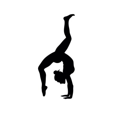 Beyaz arka planda yoga yapan kadın silueti.