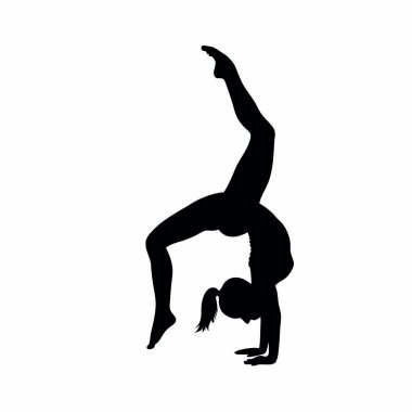 Beyaz arka planda yoga yapan kadın silueti