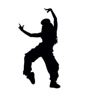 Hip hop dansçısı silueti. vektör