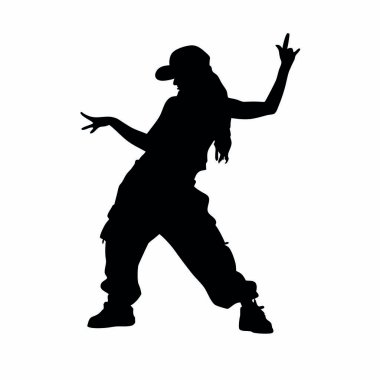 Beyaz arka planda dans eden kadın vektör silueti.