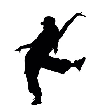 Dansçı bir kadının silueti. vektör illüstrasyonu.