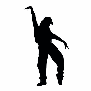 Dans eden bir kadının vektör silueti.