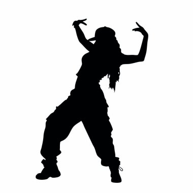 Dansçı bir kadının silueti. vektör illüstrasyonu