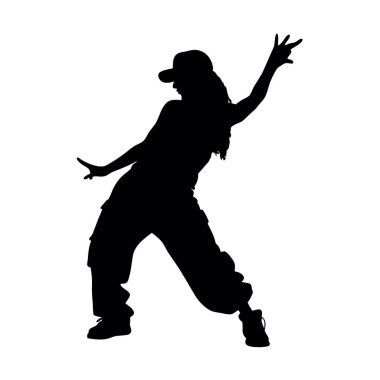 Kız beyaz zemin üzerine siluet vektör.