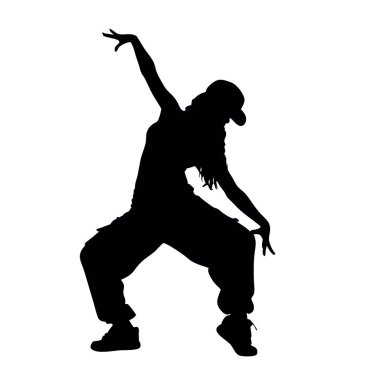 Beyaz arka planda dans eden kız silueti.