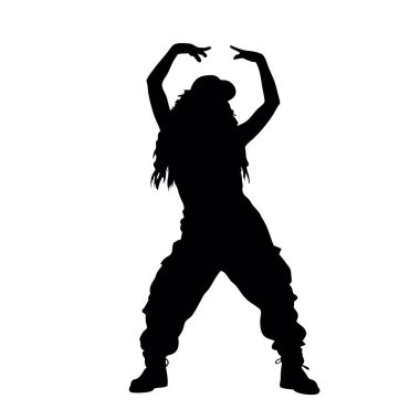 Dans eden kadın silueti. vektör illüstrasyonu