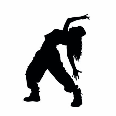 Kadın siluet dansçısı, beyaz arka planda soyutlanmış.