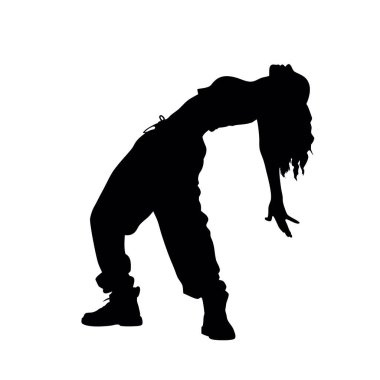 Kollarını kaldırıp dans eden bir kadın silueti.