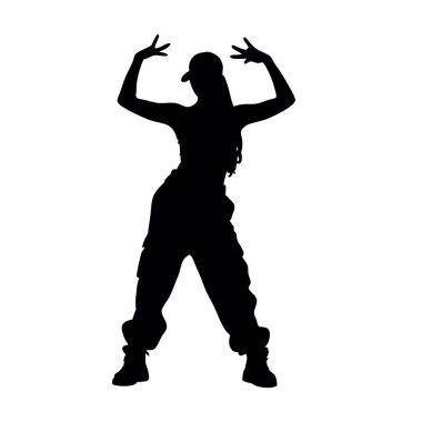 Beyaz arka planda dans eden kadın vektör silueti.