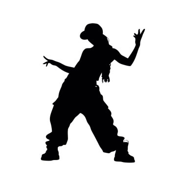 Beyaz arka plan üzerinde dans eden kız vektör çizim