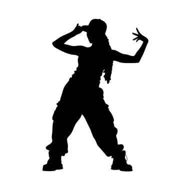 Kadın hip hop dansçısı vektör silueti