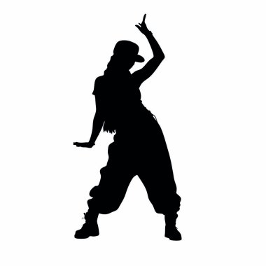 Beyaz arka planda dans eden bir kadının vektör silueti