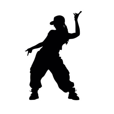Kadın hip hop dansçısının silueti.