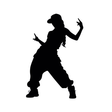 Hip hop dansı yapan siluet kız.