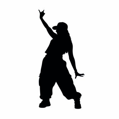 Kızın beyaz zemin üzerine siluet vektör.