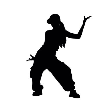 Dans ettiği bir kadın silüeti vektör.