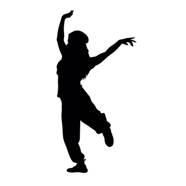 Dans eden kız siluetinin vektör çizimi