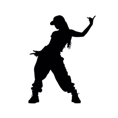 Beyaz bir arka planda kadın dansçı silueti