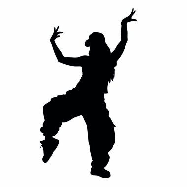 Dans elbisesi giymiş bir kızın vektör silueti..