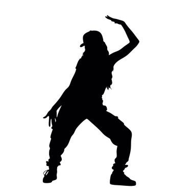 Dans eden bir kadının silueti. vektör.