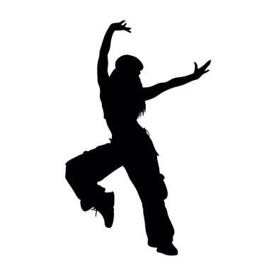 Dans eden bir kadının vektör silueti.
