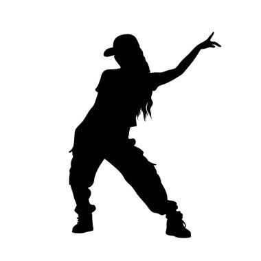 Dans eden bir kadının vektör silueti.