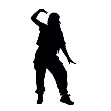 Kız beyaz zemin üzerine siluet vektör.