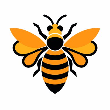 Uçan Bal Arısı logo vektör sanat çizimi beyaz arkaplan (8)