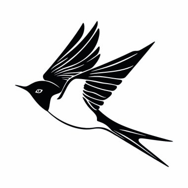 Beyaz arkaplanda siyah renkli bir kuş simgesi var. kuş sembolü çizimi