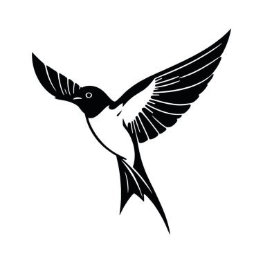 Dalda uçan kuş, vektör çizimi