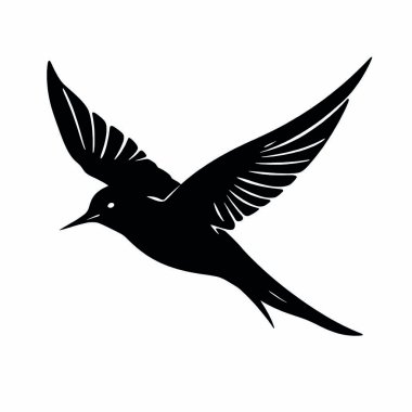 Kanatlarıyla uçan güvercin silueti. vektör simgesi