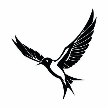 Siyah kuş ikonu. Beyaz arkaplanda izole edilmiş web tasarımı için siyah kuş vektör simgesinin basit çizimi