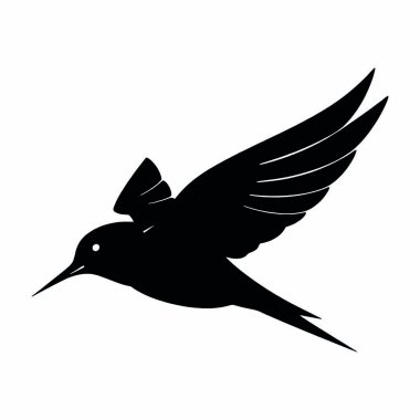 Gökyüzü vektör çiziminde uçan siyah karga kuşu