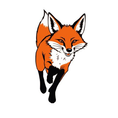 Beyaz arkaplanda çalışan bir tilki, vektör sanat illüstrasyonu, düz stil vektör sanat illüstrasyonu, beyaz resimli katı renk (9))