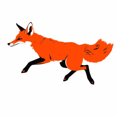 Beyaz arkaplanda çalışan bir tilki, vektör sanat illüstrasyonu, düz stil vektör sanat illüstrasyonu, beyaz resimli katı renk (15))